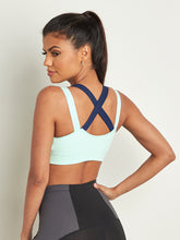 Contrast Cross Back Strap Active Sports Bra